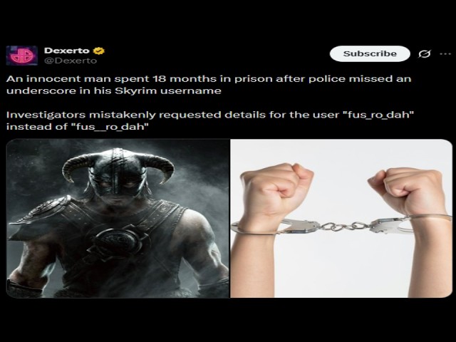 Skyrim Name Lands Innocent Man in Jail for 18 Months (YouTube thumbnail)